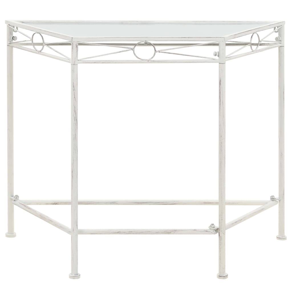 vidaXL Mesa auxiliar de estilo vintage metal 87x34x73 cm blanca