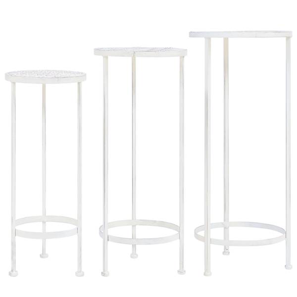 vidaXL taimealus, 3 tk, vanaaegses stiilis, metall, antiikvalge