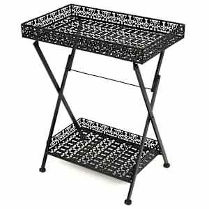 vidaXL kokkupandav teelaud, metall 58 x 35 x 72 cm, must