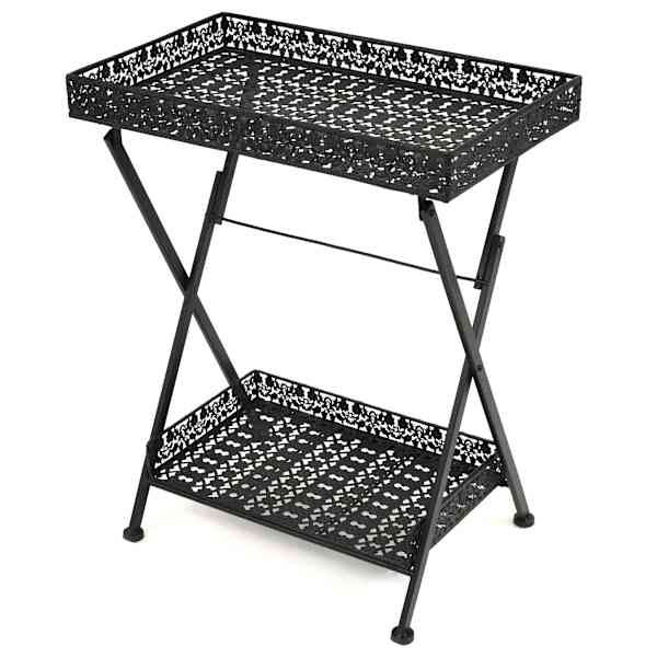 vidaXL kokkupandav teelaud, metall 58 x 35 x 72 cm, must
