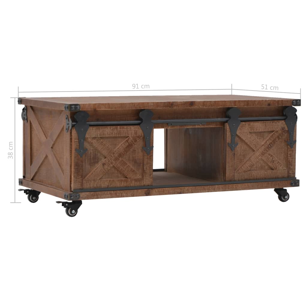  Konferenčný stolík z jedľového dreva 91x51x38 cm hnedý