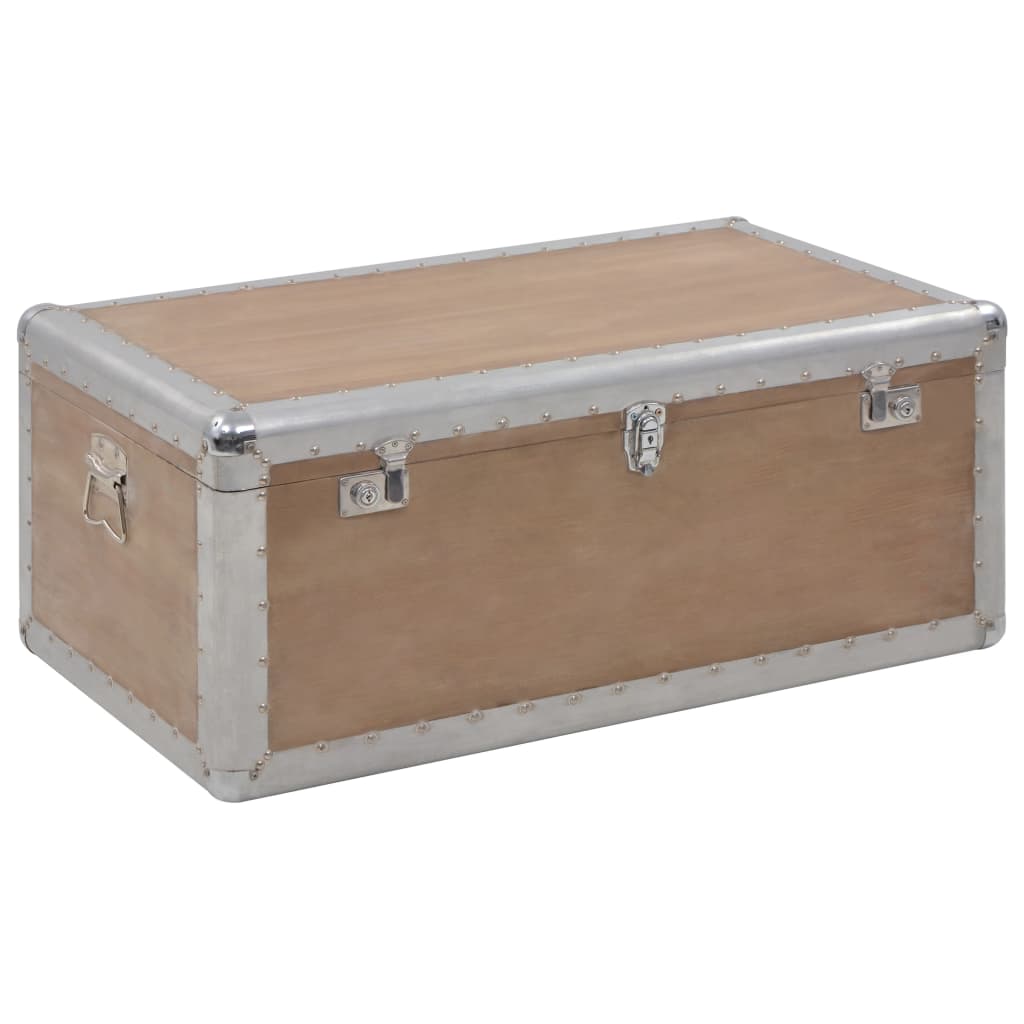 Caja de almacenaje madera maciza abeto 91x52x40 cm marrón