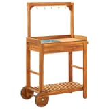 vidaXL Servierwagen Massives Akazienolz 92 x 43,5 x 141,5 cm