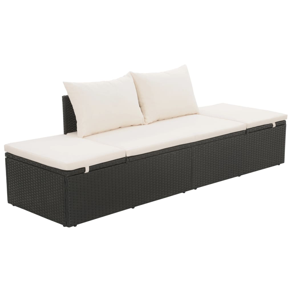 vidaXL Gartenbett Schwarz 195×60 cm Poly Rattan