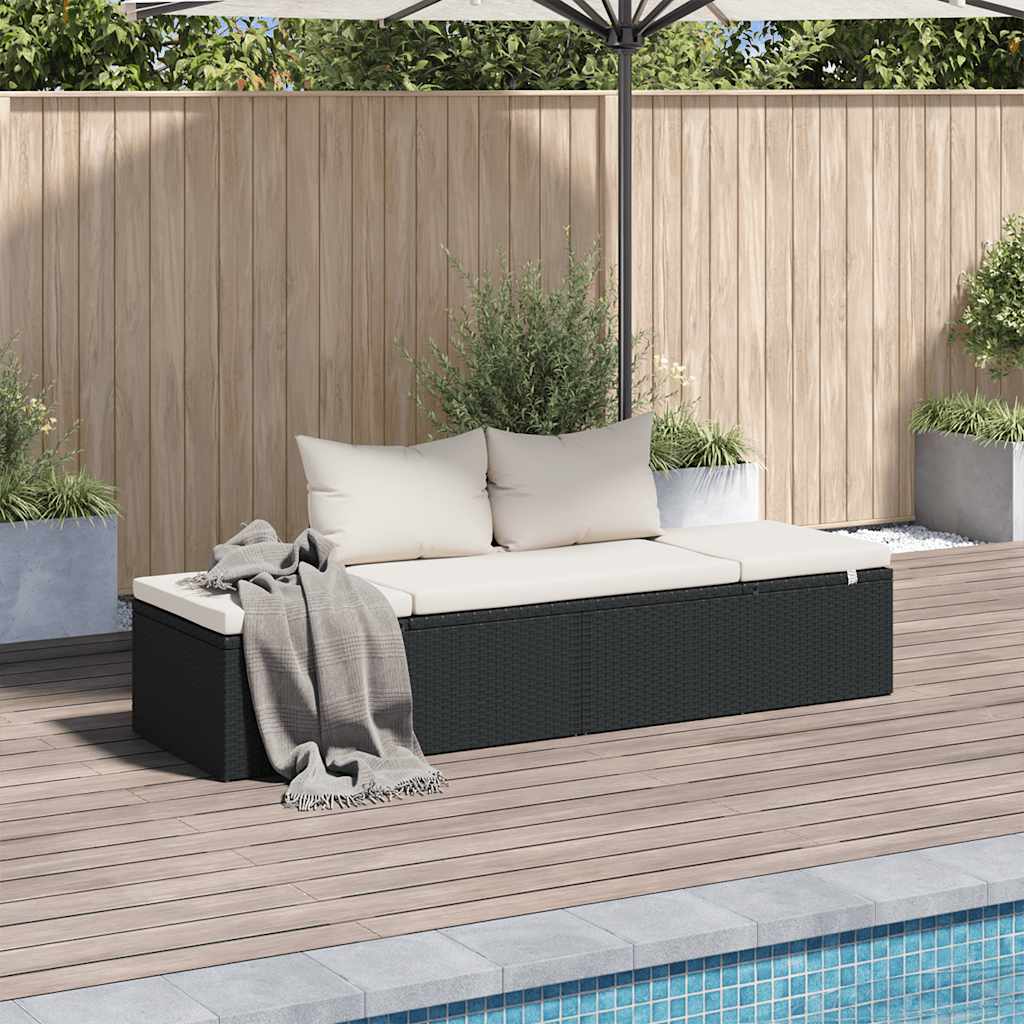 vidaXL Gartenbett Schwarz 195×60 cm Poly Rattan