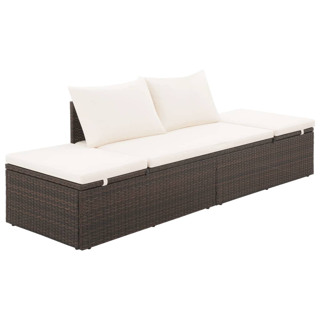 vidaXL Gartenbett Braun 195×60 cm Poly Rattan