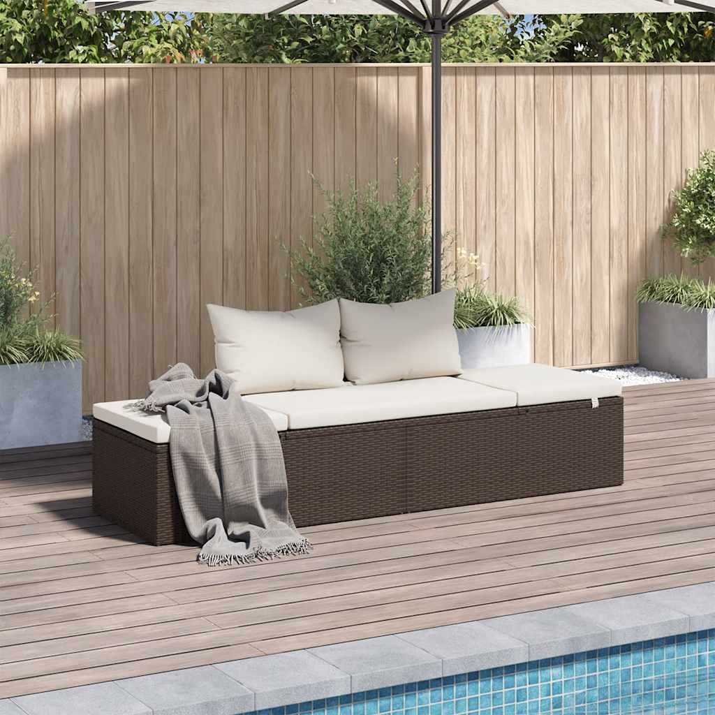 vidaXL Gartenbett Braun 195×60 cm Poly Rattan