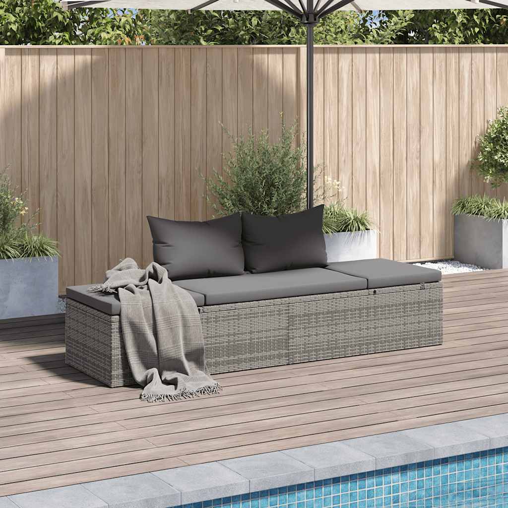 vidaXL Gartenbett Grau 195×60 cm Poly Rattan