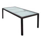 vidaXL Tavolo da Pranzo Giardino Polyrattan Vetro 190x90x75 cm Marrone