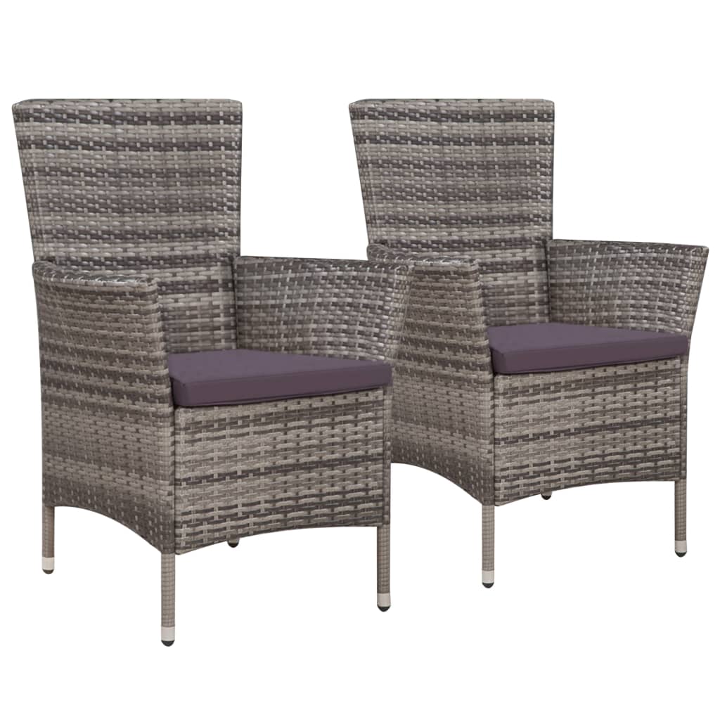 

vidaXL Patio Chairs 2 pcs with Cushions Poly Rattan Gray