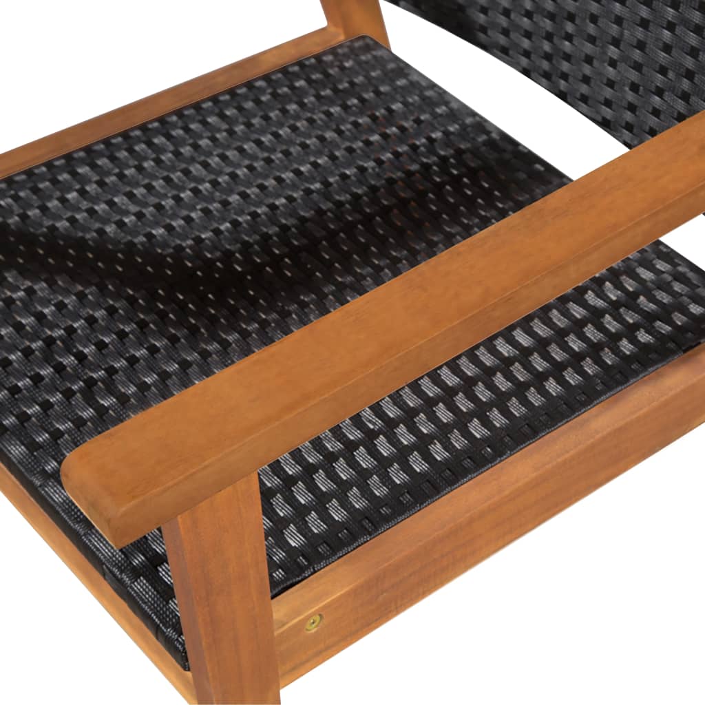 Set mobilier de exterior, 5 piese, negru și maro, poliratan