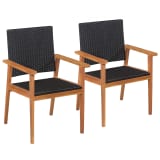 vidaXL Outdoor Chairs 2 pcs Poly Rattan Black and Brown
