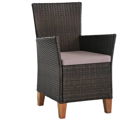 vidaXL 2 db barna polyrattan k&uuml;lt&eacute;ri sz&eacute;k p&aacute;rn&aacute;val