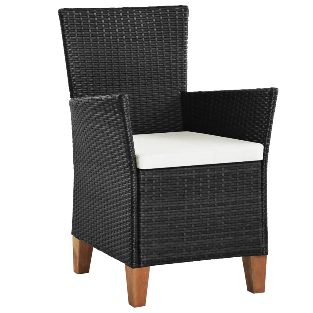 

vidaXL Tuinstoelen 2 st met kussens poly rattan zwart