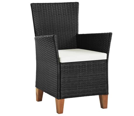 Vidaxl Outdoor Chairs With Cushions 2 Pcs Poly Rattan Black