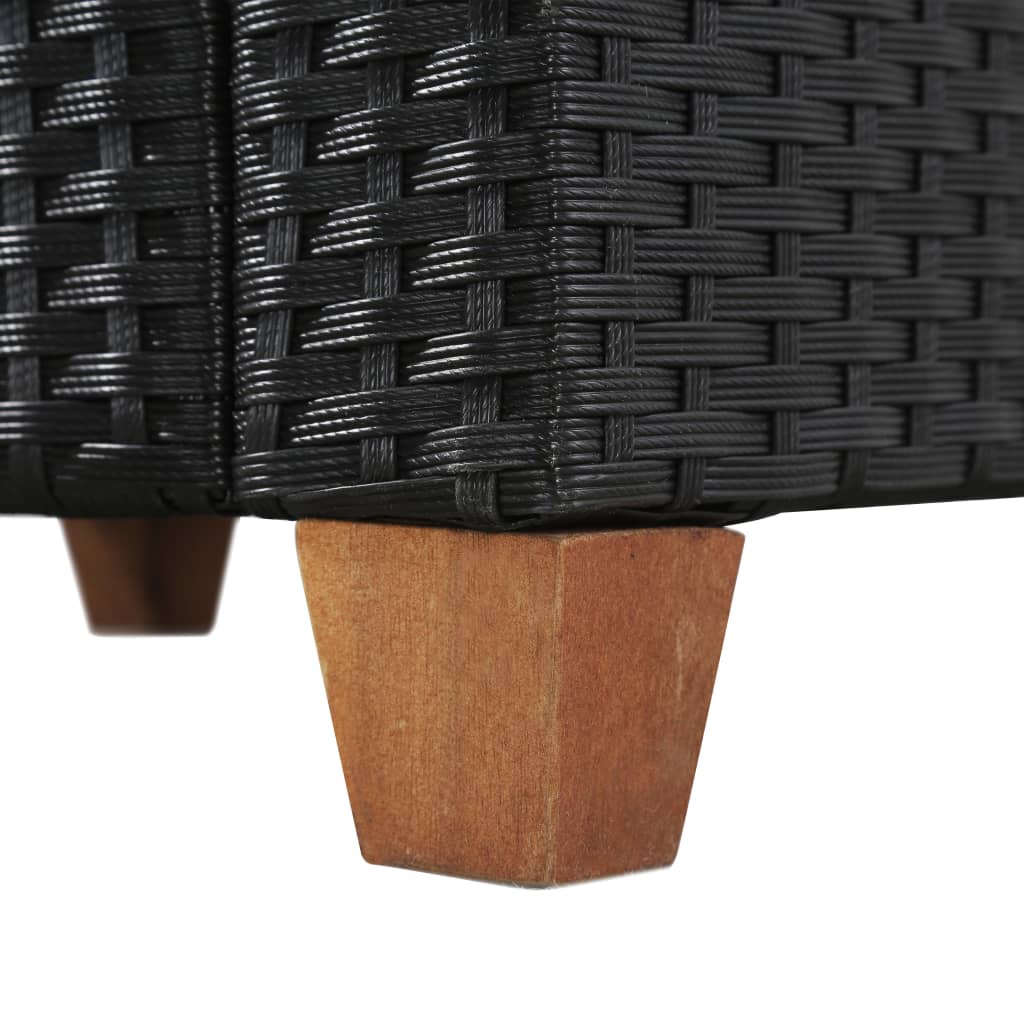 4-részes fekete polyrattan kerti bútorszett párnákkal 