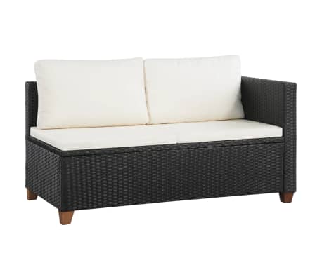 vidaXL 4-tlg. Garten-Lounge-Set mit Auflagen Poly Rattan Schwarz