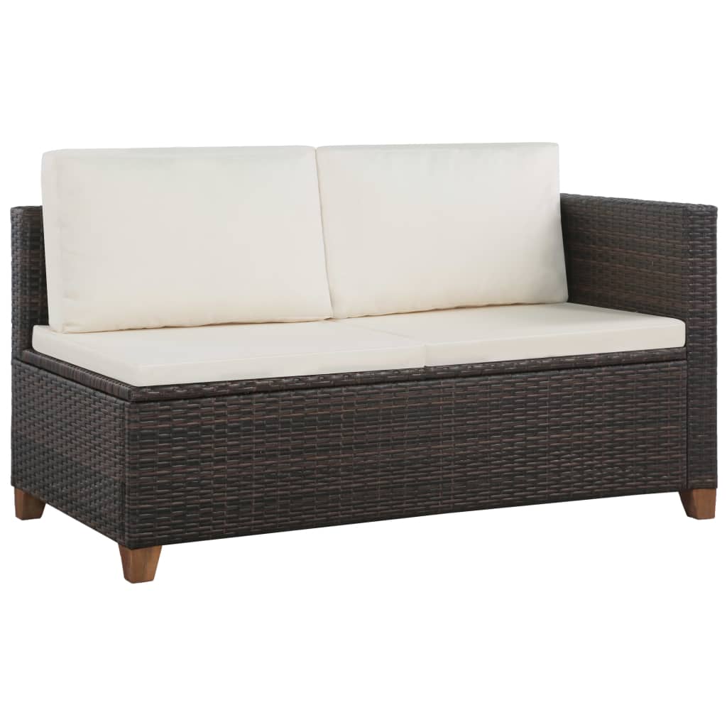 

vidaXL 4-delige Loungeset met kussens poly rattan bruin