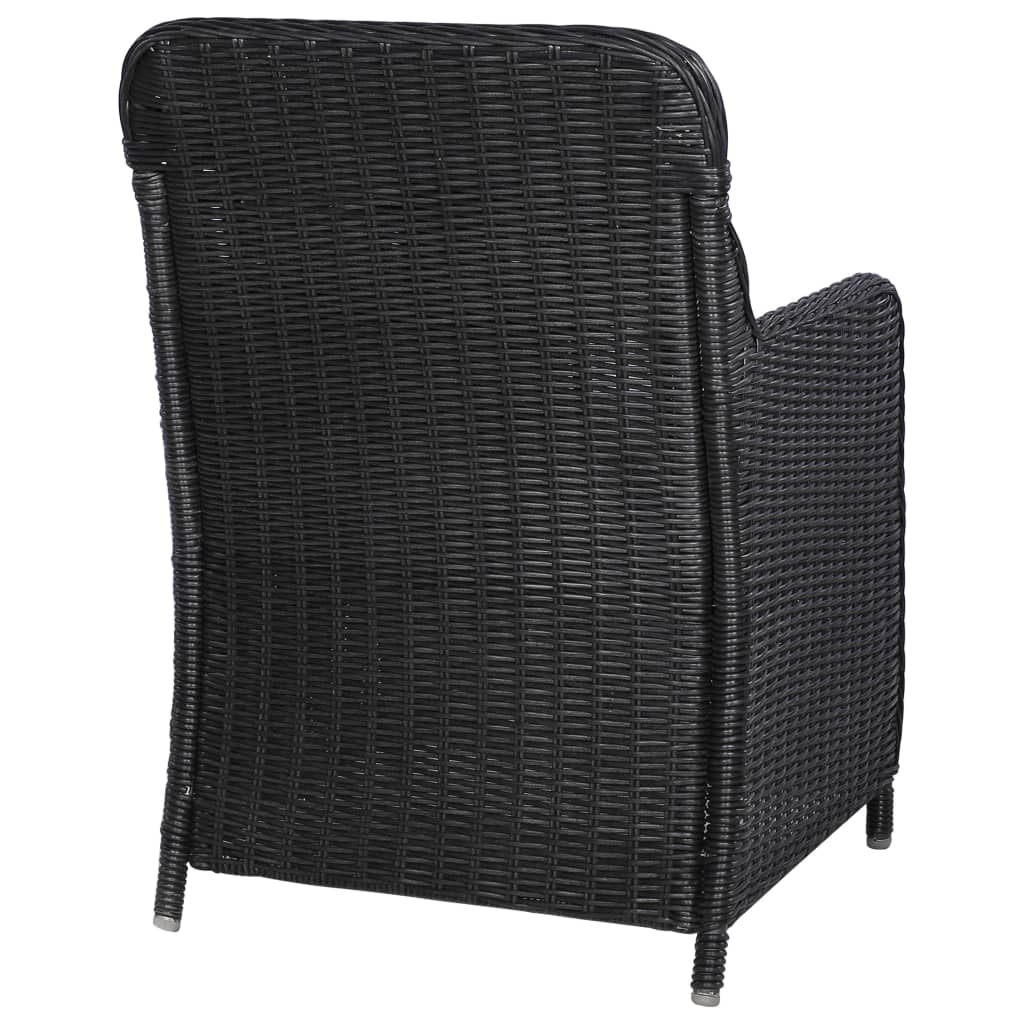  Vonkajšie stoličky s podložkami 2 ks, polyratan, čierne