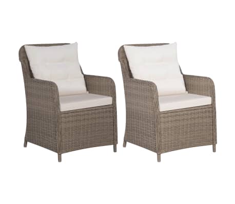 vidaXL Gartenstühle mit Polstern 2 Stk. Poly Rattan Braun-picture