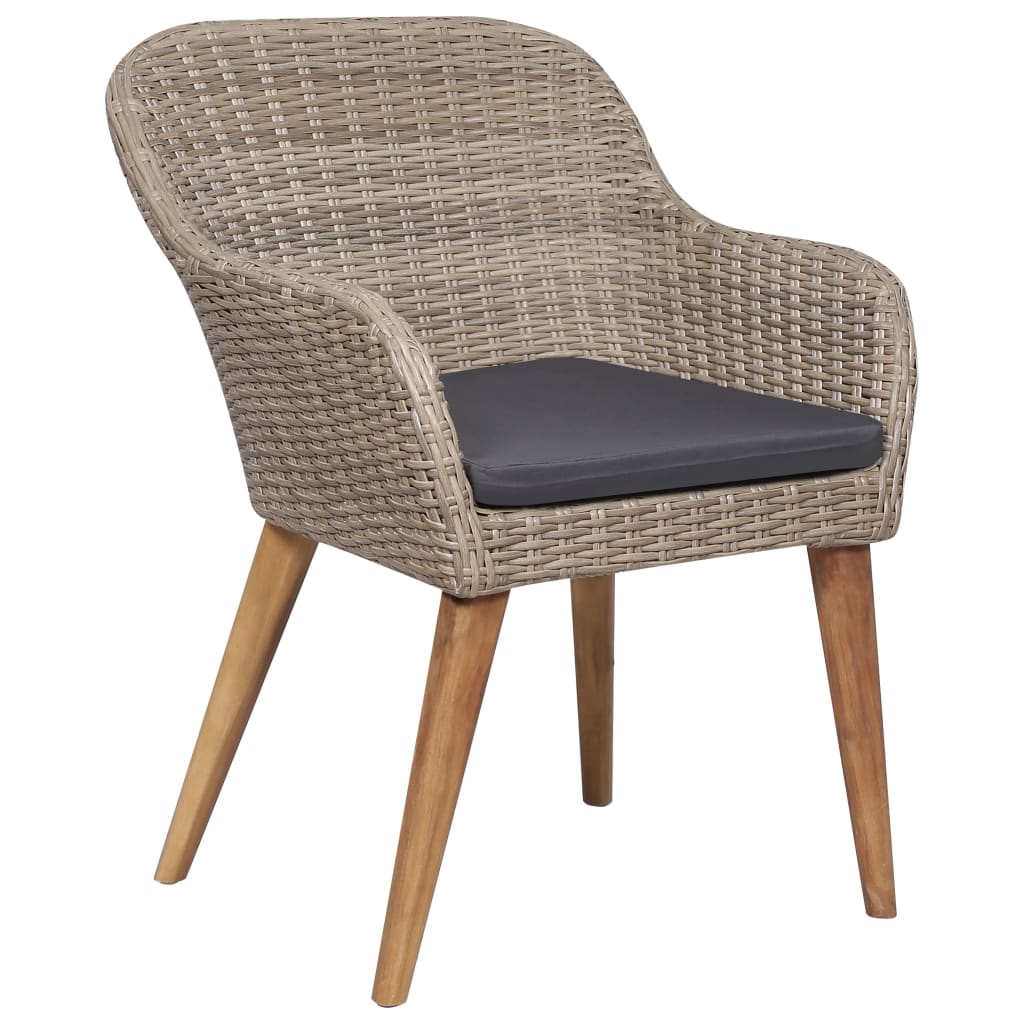 vidaXL Tuinstoelen 2 st met kussens poly rattan bruin afbeelding