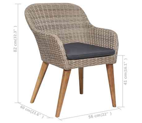 vidaXL Gartenstühle mit Polstern 2 Stk. Poly Rattan Braun ...