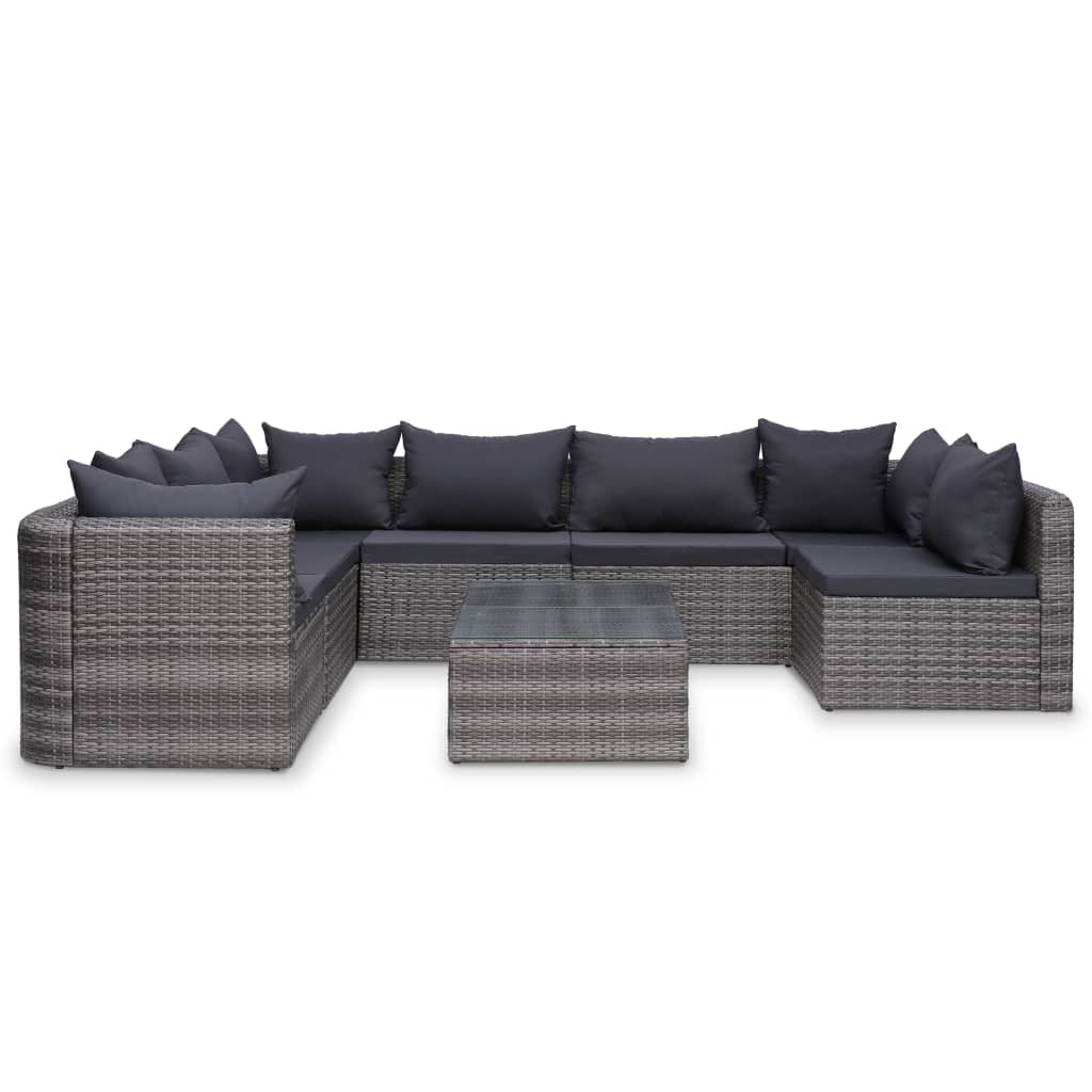 Thumbnail - vidaXL 8-tlg. Garten-Lounge-Set mit Auflagen Poly Rattan Grau