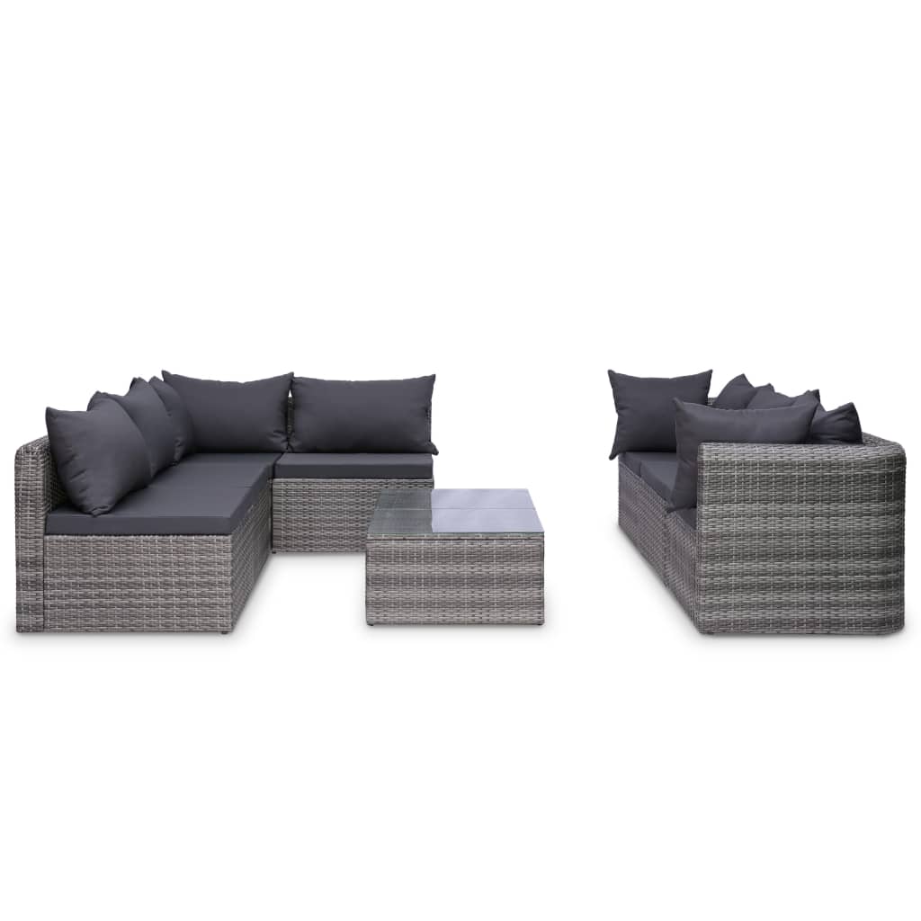 Thumbnail - vidaXL 8-tlg. Garten-Lounge-Set mit Auflagen Poly Rattan Grau