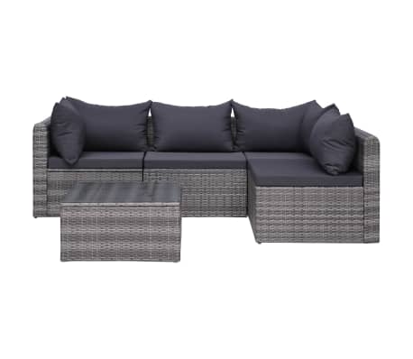Vidaxl 5 Piece Garden Sofa Set With Cushions Pillows Poly Rattan Vidaxl 5 Piece Garden Sofa Set With