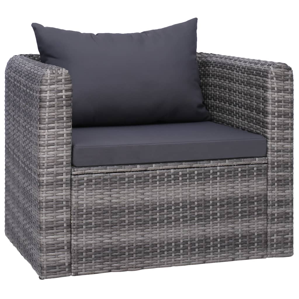 vidaXL Ogrodowe krzesło z poduszką, rattan PE, szare