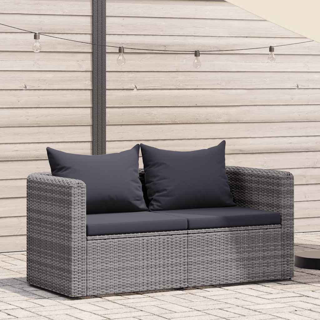 vidaXL Garten-Ecksofas 2 Stk. Grau Poly Rattan