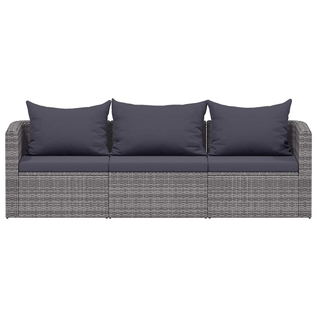 Thumbnail - vidaXL 3-tlg. Garten-Sofagarnitur mit Kissen Grau Poly Rattan