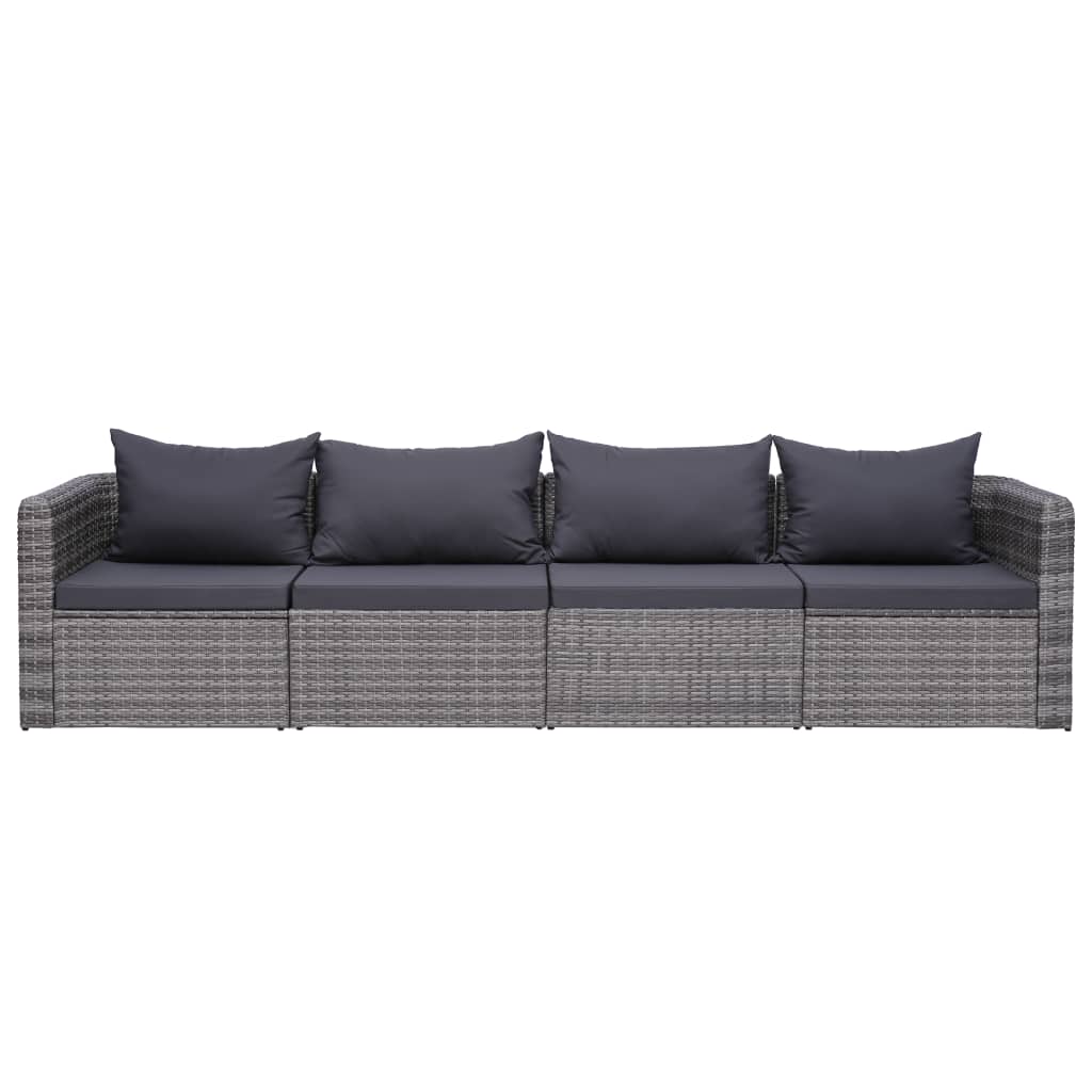 vidaXL 4-részes szürke polyrattan kerti ülőgarnitúra párnákkal