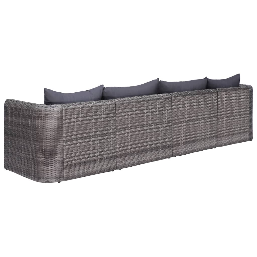Thumbnail - vidaXL 4-tlg. Garten-Sofagarnitur mit Kissen Grau Poly Rattan