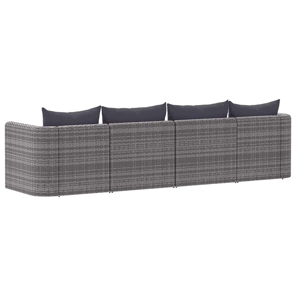 Thumbnail - vidaXL 4-tlg. Garten-Sofagarnitur mit Kissen Grau Poly Rattan