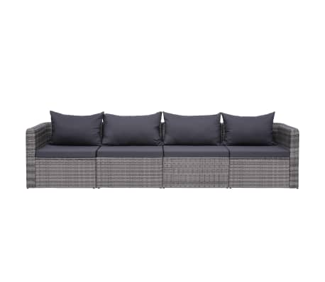 Vidaxl 4 Piece Garden Sofa Set With Cushions Gray Poly Rattan Garden Sofa Set With Cushions Gray