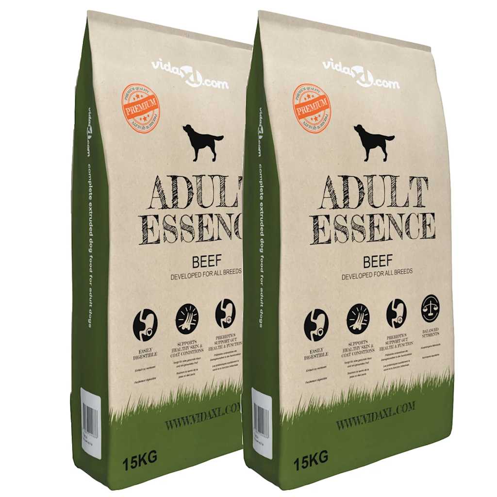 vidaXL Prémiové suché krmivo pro psy Adult Essence Beef (2 x 15 kg)