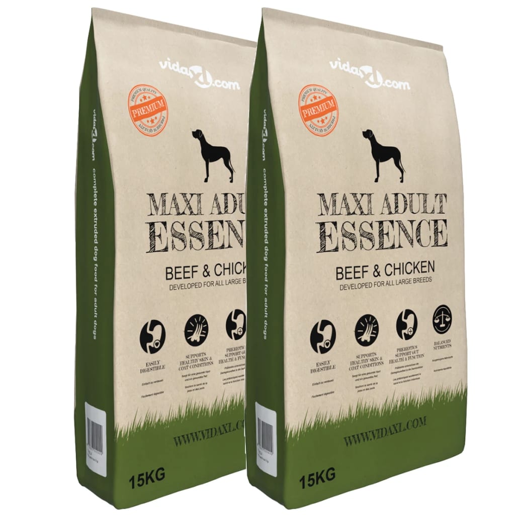 vidaXL tørfoder til hunde 2 stk. Maxi Adult Essence Beef&Chicken 30 kg