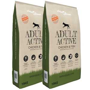 vidaXL koerte kuivtoit Adult Active Chicken & Fish 2 tk, 30 kg
