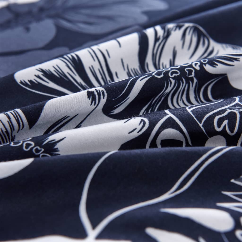 vidaXL Duvet Cover Set Floral Design Navy 200x200/80x80 cm