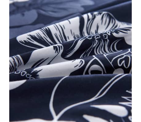 vidaXL Duvet Cover Set Floral Design Navy 140x200/60x70 cm