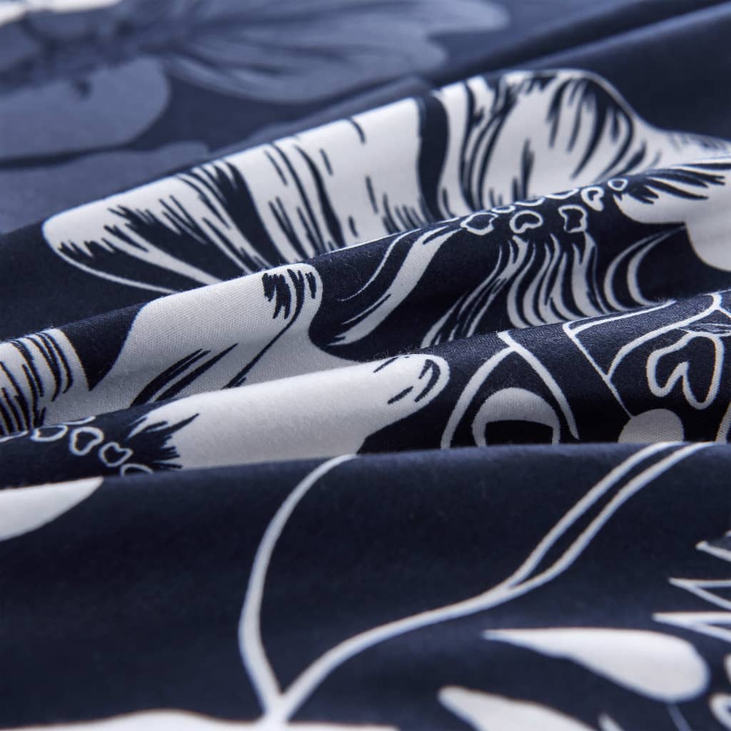 

vidaXL Dekbedovertrekset bloemenontwerp 140x220/60x70 cm marineblauw