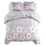 vidaXL Jeu de housse de couette 3 pcs Fleurs 240x220/60x70 cm Beige