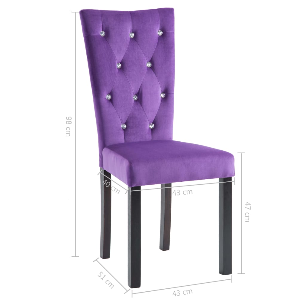 Valgomojo kėdės, 2 vnt., violetinės, aksomas | Stepinfit
