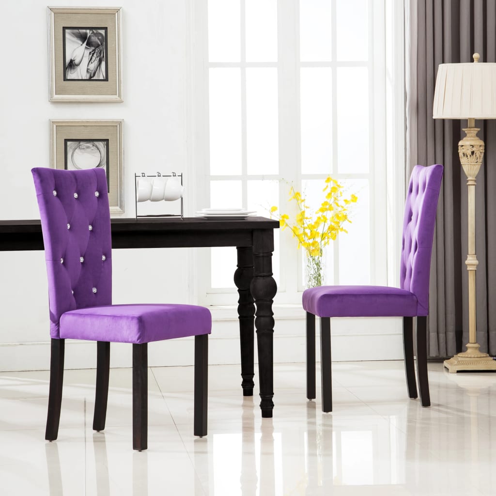 Valgomojo kėdės, 2 vnt., violetinės, aksomas