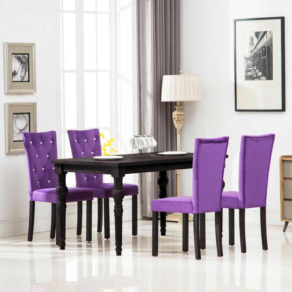 Valgomojo kėdės, 4 vnt., violetinės, aksomas | Stepinfit