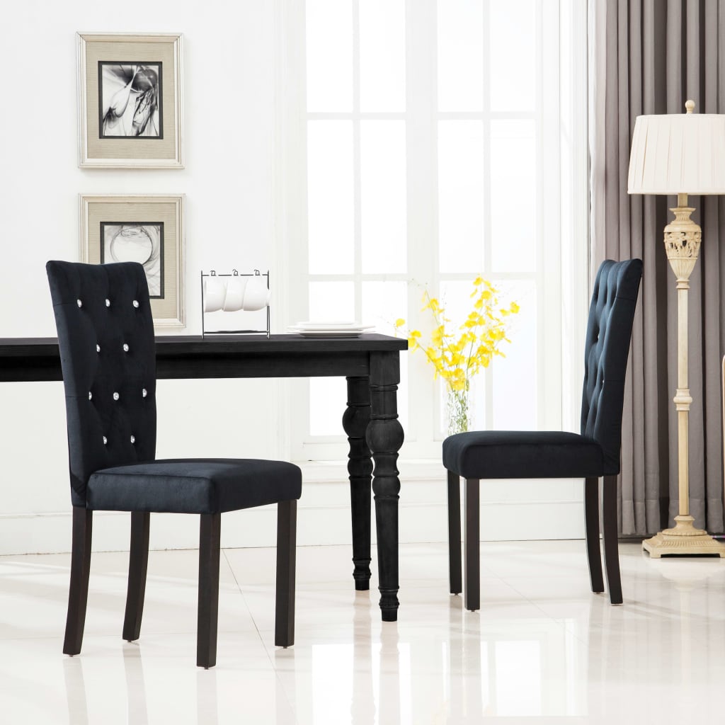 Valgomojo kėdės, 2 vnt., juodos, aksomas | Stepinfit