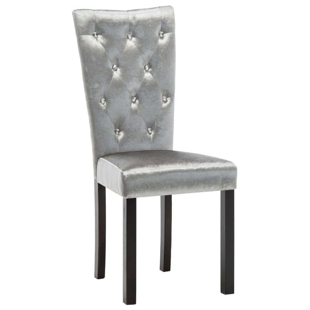 vidaXL Valgomojo kėdės, 4vnt., sidabrinės spalvos, aksomas