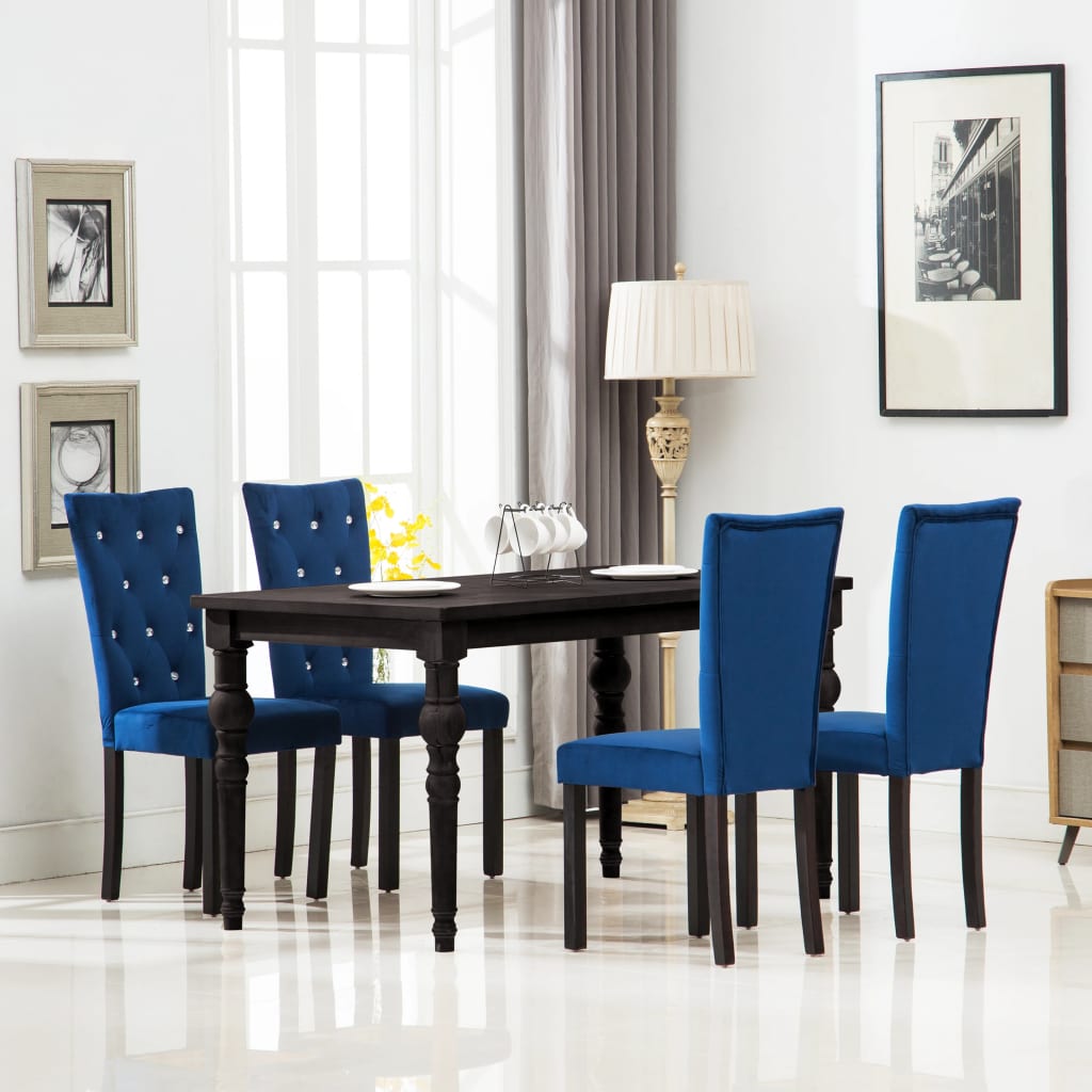 vidaXL Chaises de salle à manger 4 pcs Bleu foncé Velours 