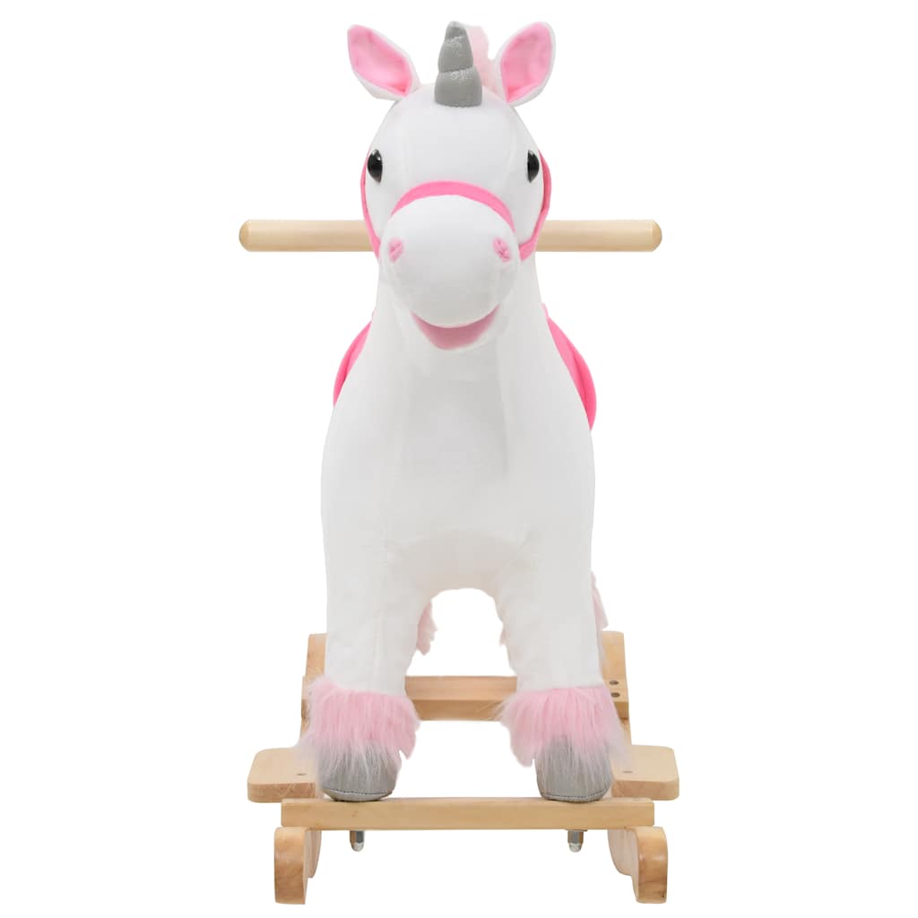 Thumbnail - vidaXL Schaukeltier Einhorn Plüsch 65x32x58 cm Weiß und Rosa